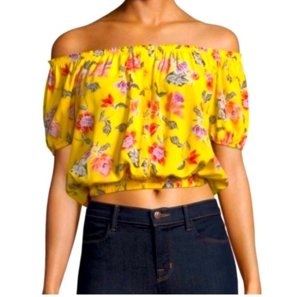 Joie Silk Off the Shoulder Yellow Floral Blouse - Picture 12 of 13
